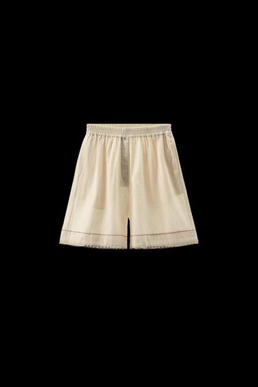 Zara CONTRAST LINEN BERMUDA SHORTS LIMITED EDITION - Oyster-white - Image 0