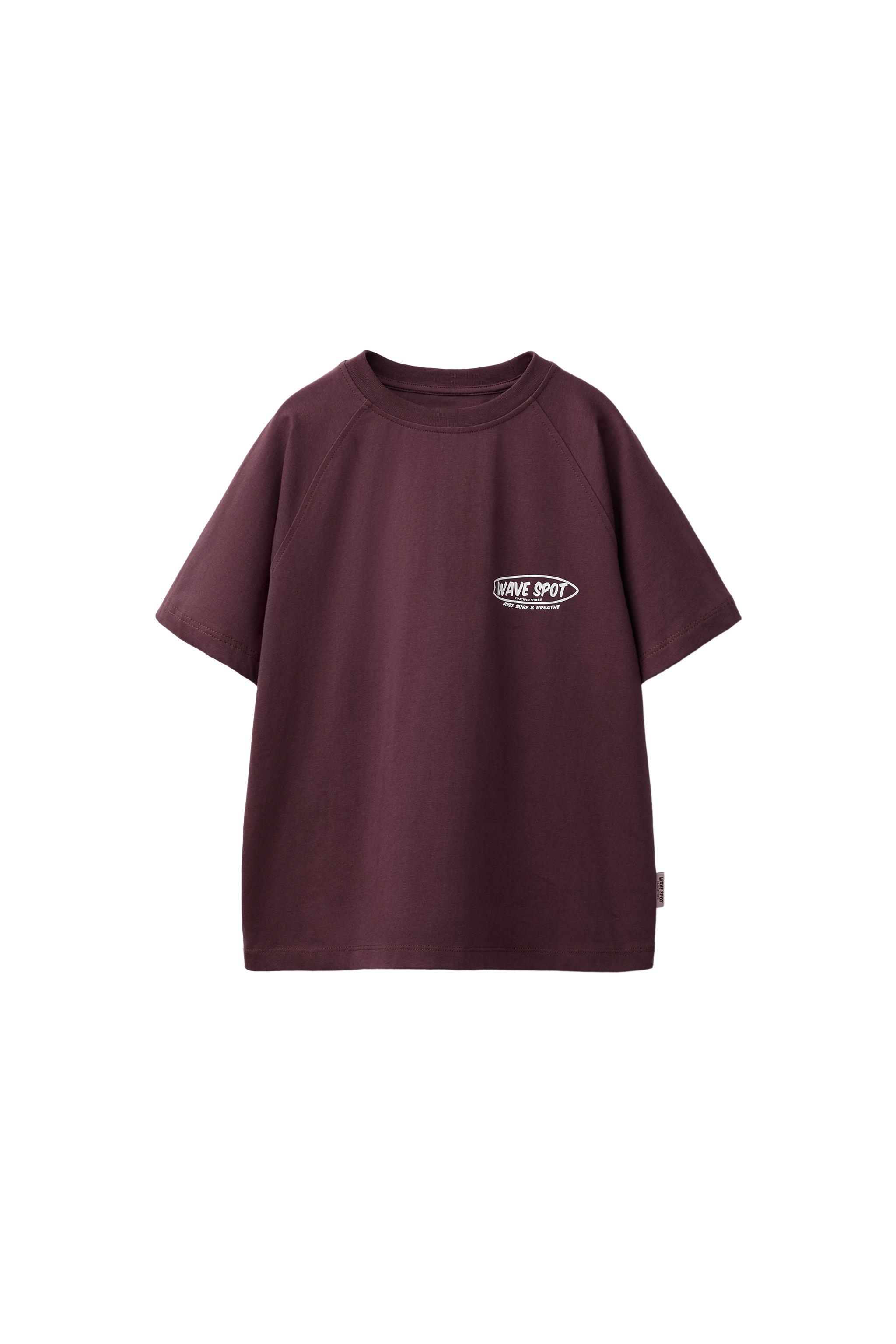 サクラ！アパルトモン RIBLONGSLEEVE T SHIRT T-SHIRT AND SHORTS SET WITH TEXT - Wine | ZARA United States