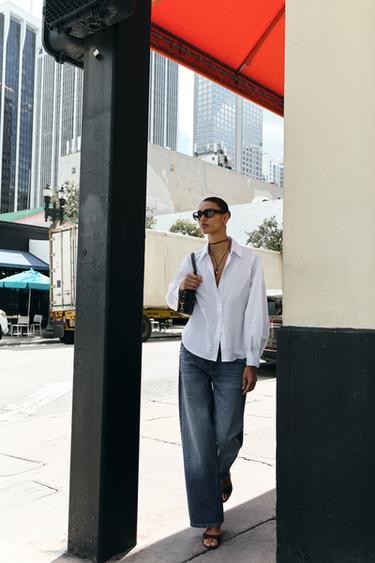 Zara STRIPED COTTON SHIRT - White - Image 0