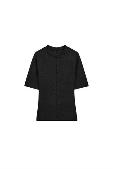 FITTED SOFT SHORT SLEEVE TOP - charcoal grey by Zara