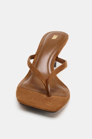 SANDALES À TALONS ET BRIDE - Marron de Zara - Image 4