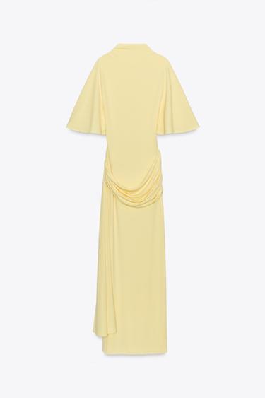 OPEN BACK CAPE LONG DRESS - Bright yellow by Zara - Image 4