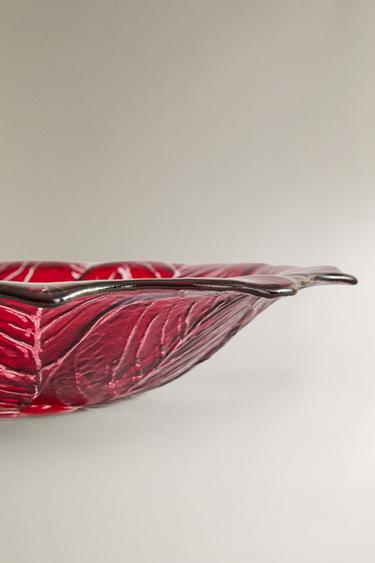 CHRISTMAS FLOWER GLASS SERVING DISH - Red by Zara - Image 3