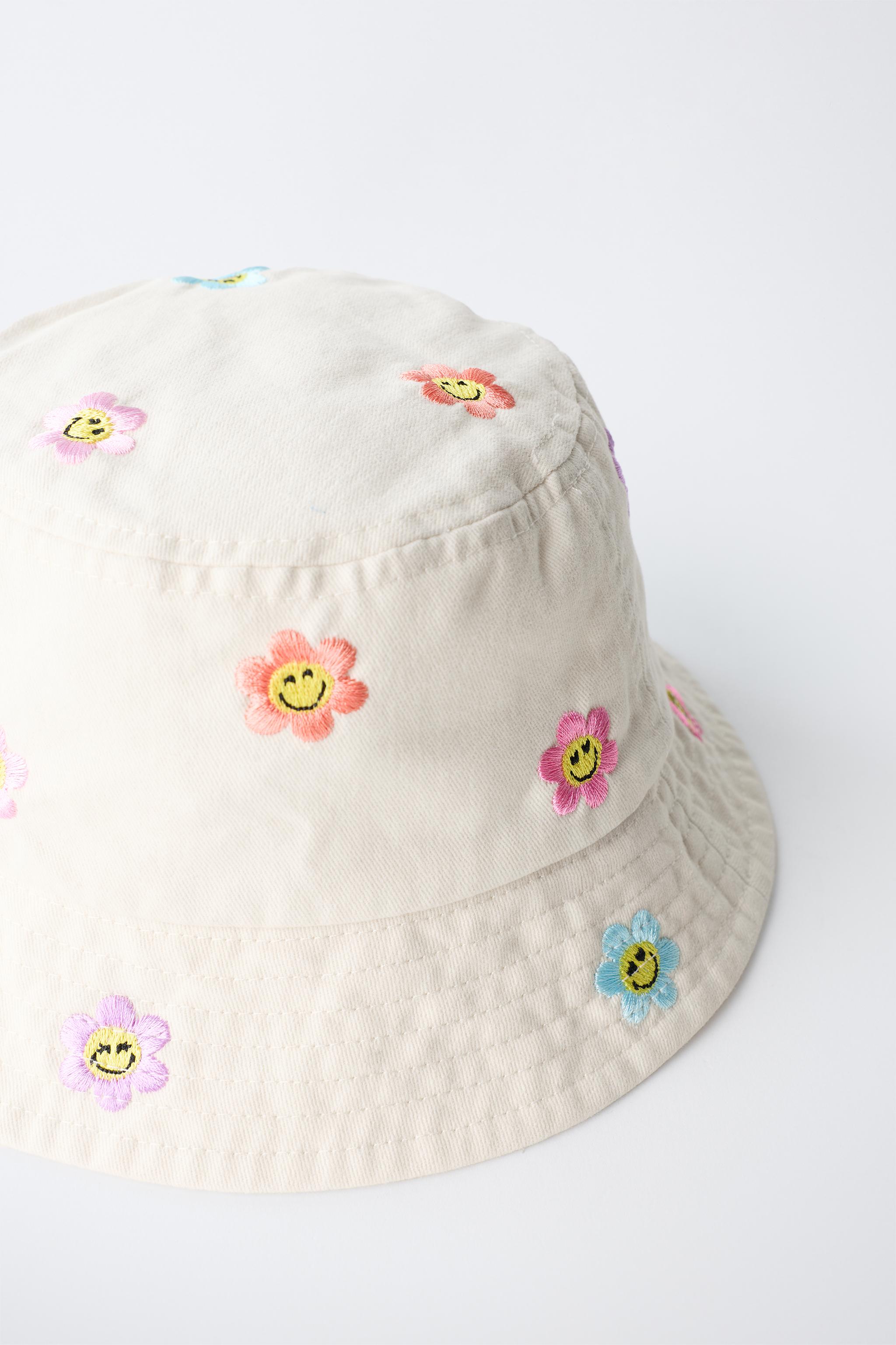 Детские головные уборы Zara SMILEYWORLD ® EMBROIDERED FLORAL BUCKET HAT — фото 3