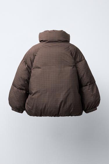CHECK PUFFER JACKET - Brown by Zara - Image 3