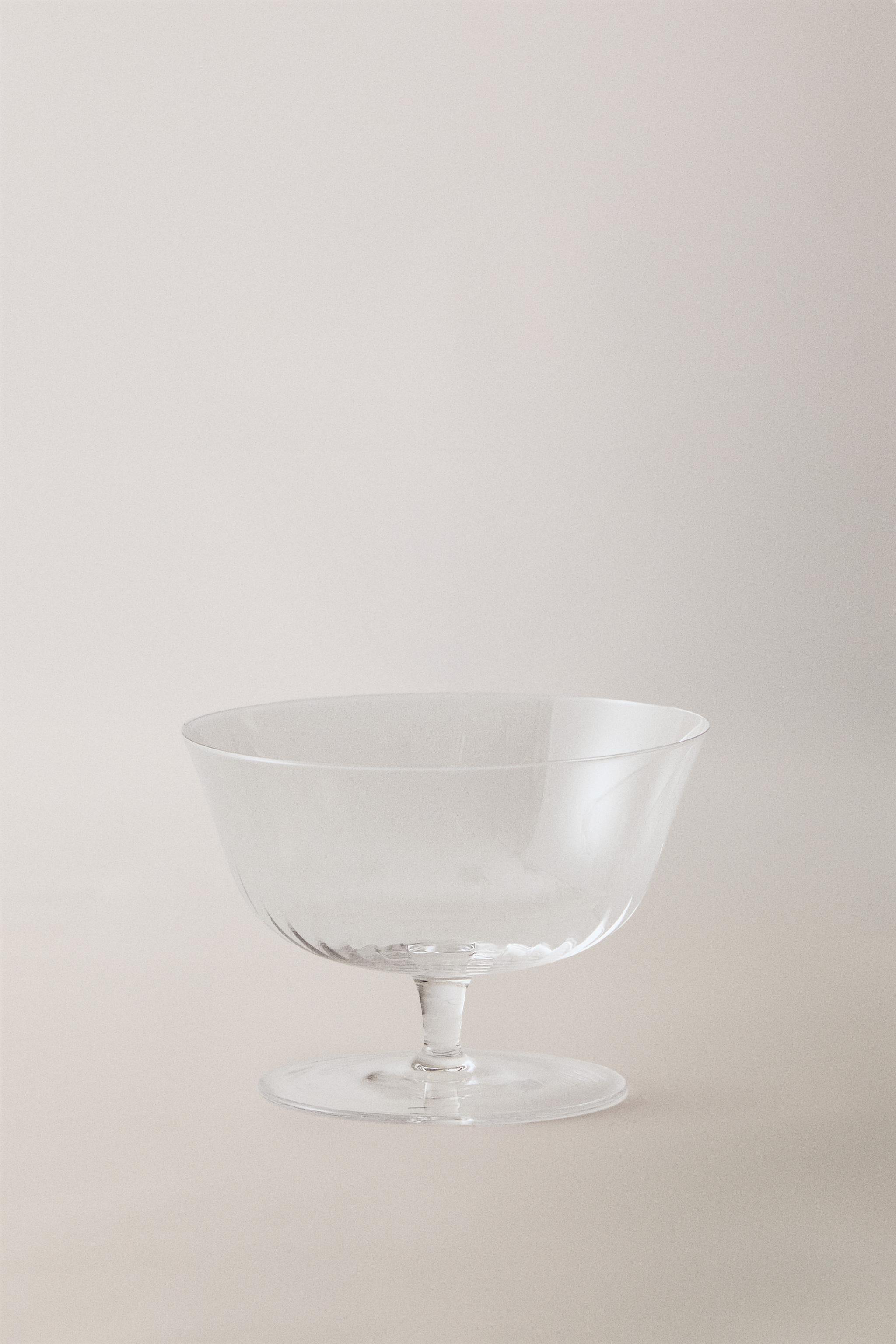 GLASS ICE-CREAM CUP WITH LINES — Transparent