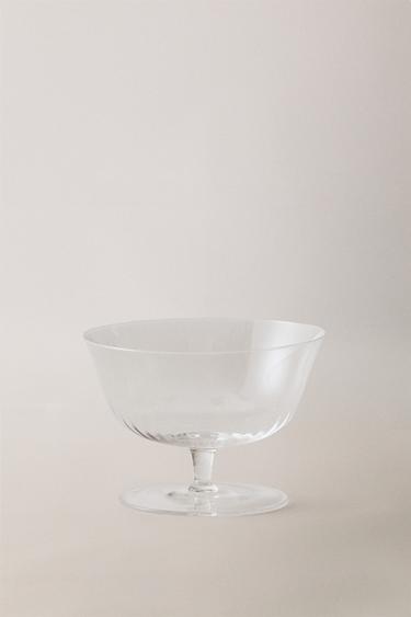 GLASS ICE-CREAM CUP WITH LINES - Transparent by Zara