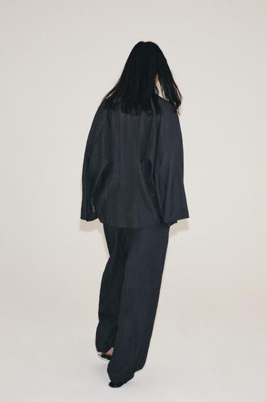PANTALON FLUIDE À PINCES ZW COLLECTION - Gris foncé de Zara - Image 2