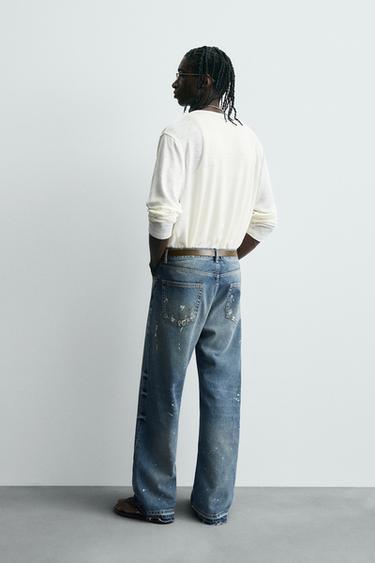LOOSE FIT SPLATTER JEANS - Light blue by Zara - Image 2
