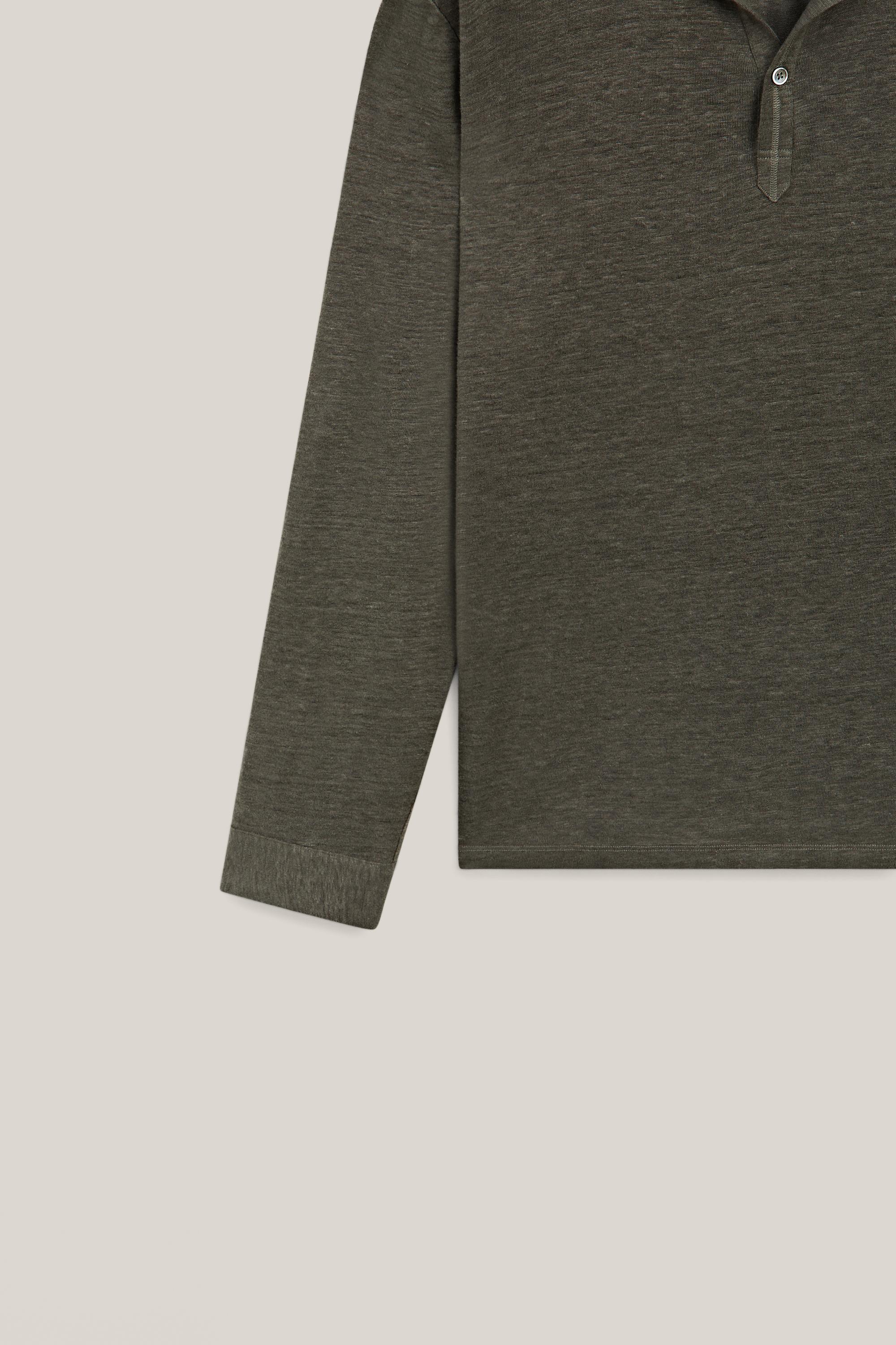 100% linen long sleeve polo shirt