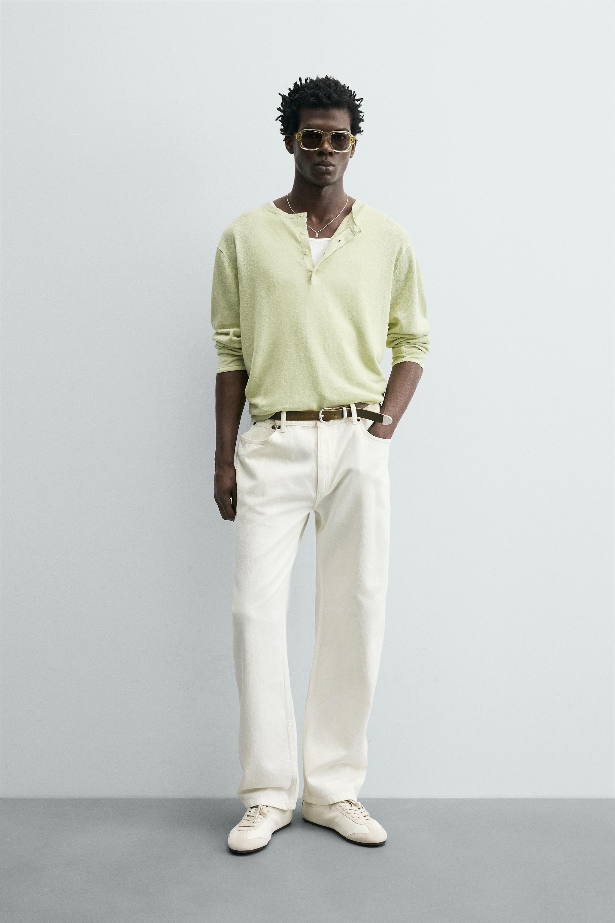 ヘンリーネック100%ヘンプセーター - ライトグリーン | ZARA Japan / 日本 ヘンリーネック100%ヘンプセーター - ライトグリーン | ZARA Japan / 日本