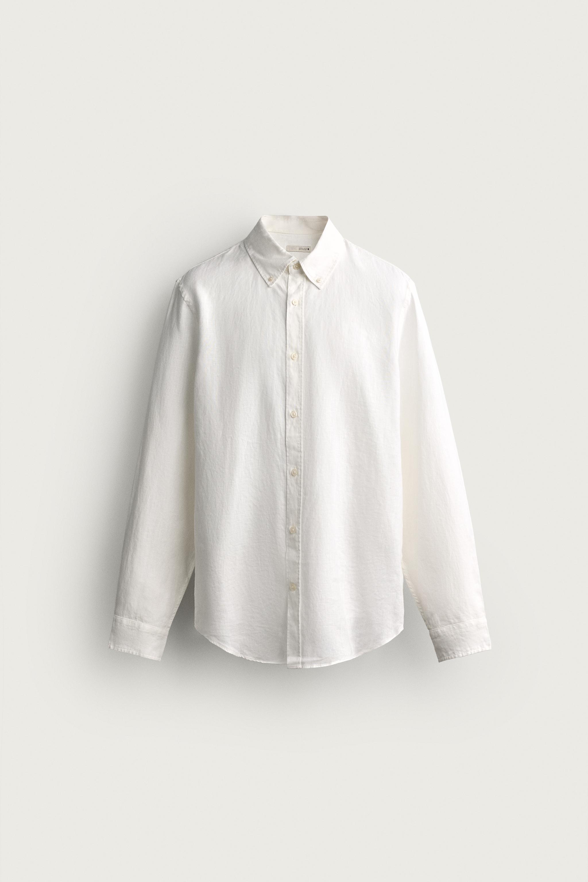 100% LINEN REGULAR FIT SHIRT — White