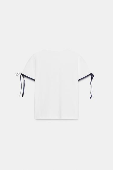 T-SHIRT NŒUDS CONTRASTANTS - Blanc de Zara - Image 5