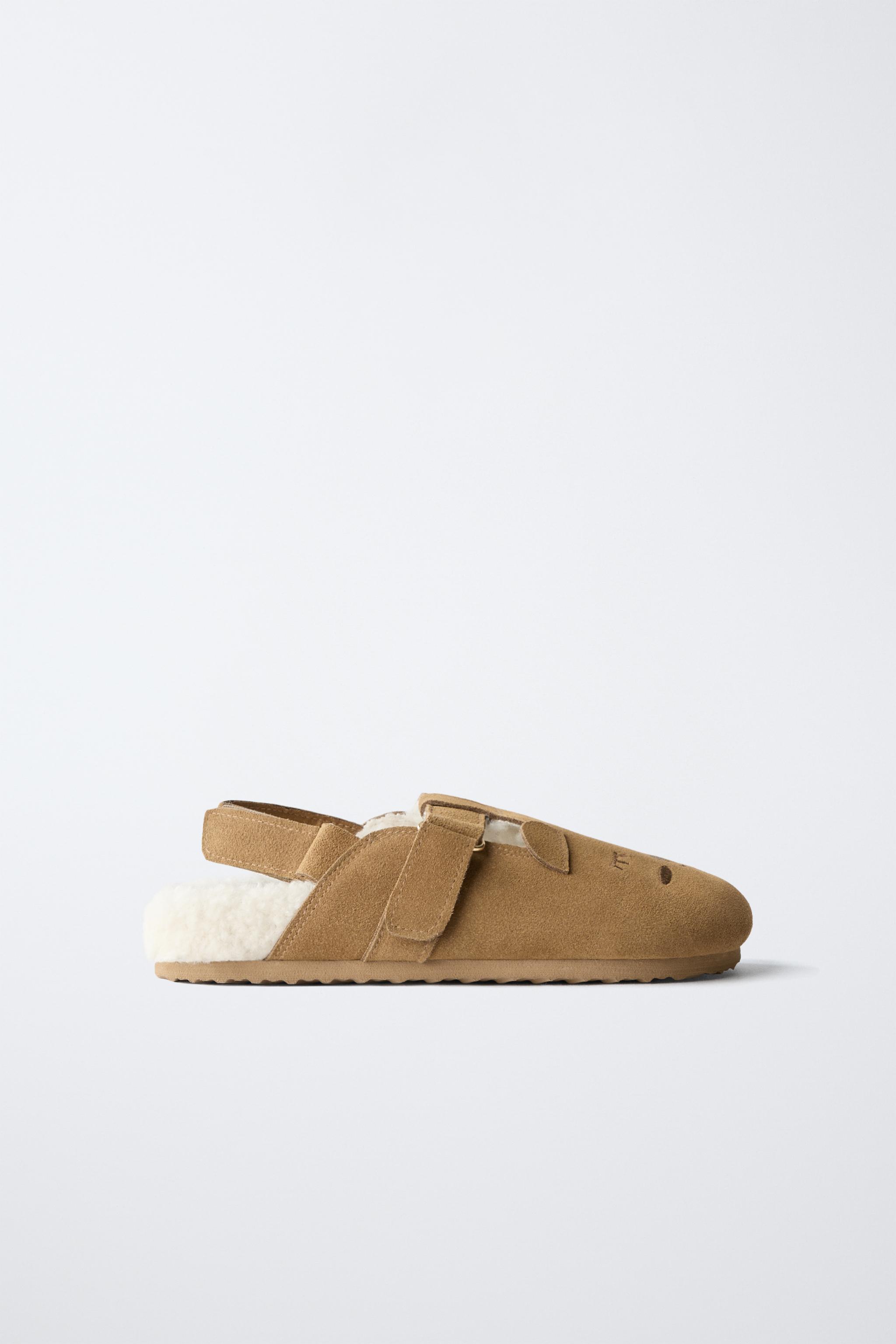 アニマルディテールリアルレザークロッグサンダル - ブラウン | ZARA