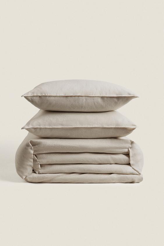 (140 GSM) WASHED LINEN DUVET COVER - Mid-gray | ZARA United States