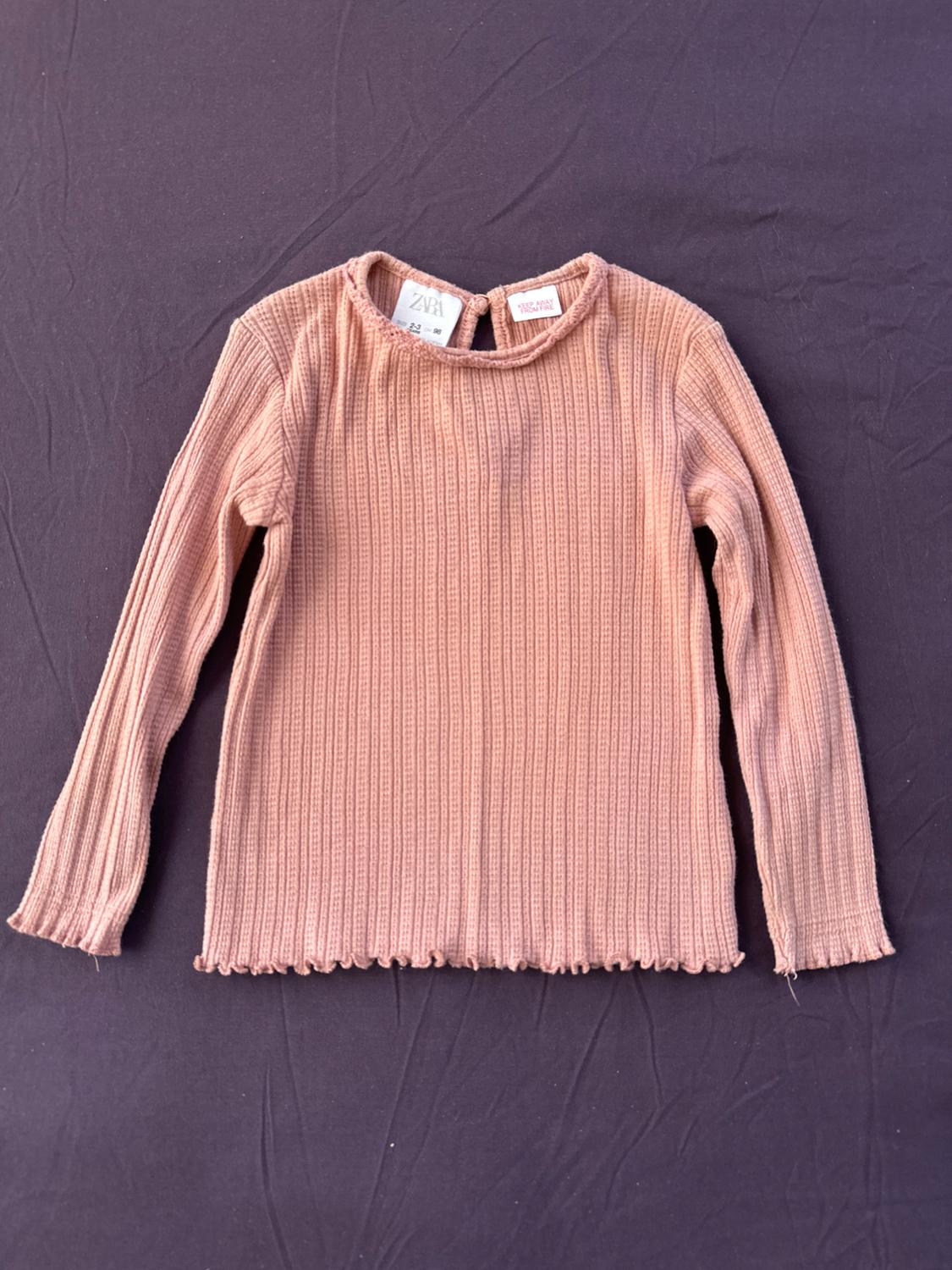 OPEN KNIT LACE TRIM SHIRT