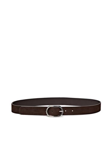 Zara Nubuck leather belt with oval buckle - Brown