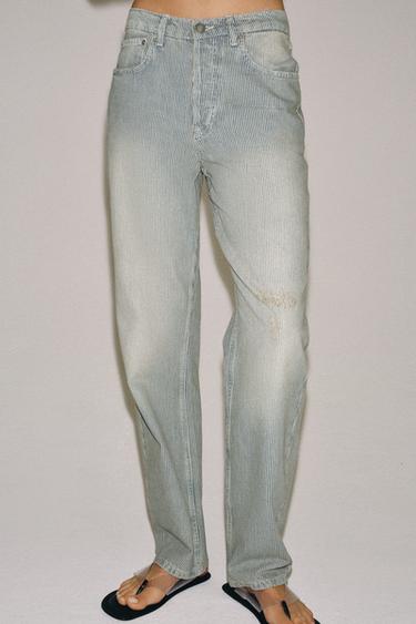 ZW COLLECTION LOW-RISE STRIPED STRAIGHT JEANS - Stripes by Zara