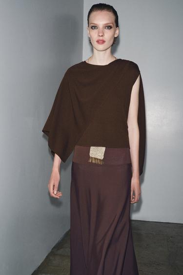KNIT CAPE TOP - Brown by Zara
