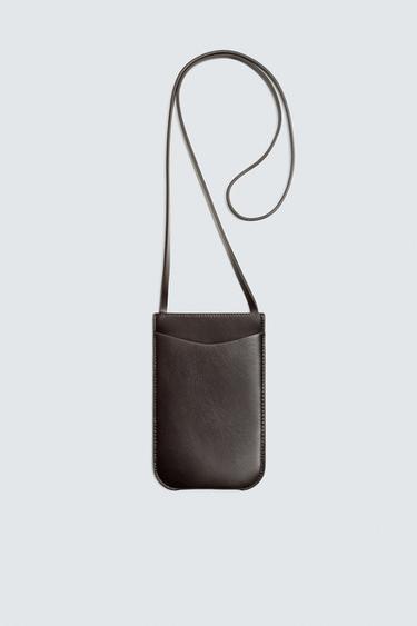 LEATHER CROSSBODY BAG - Brown by Zara