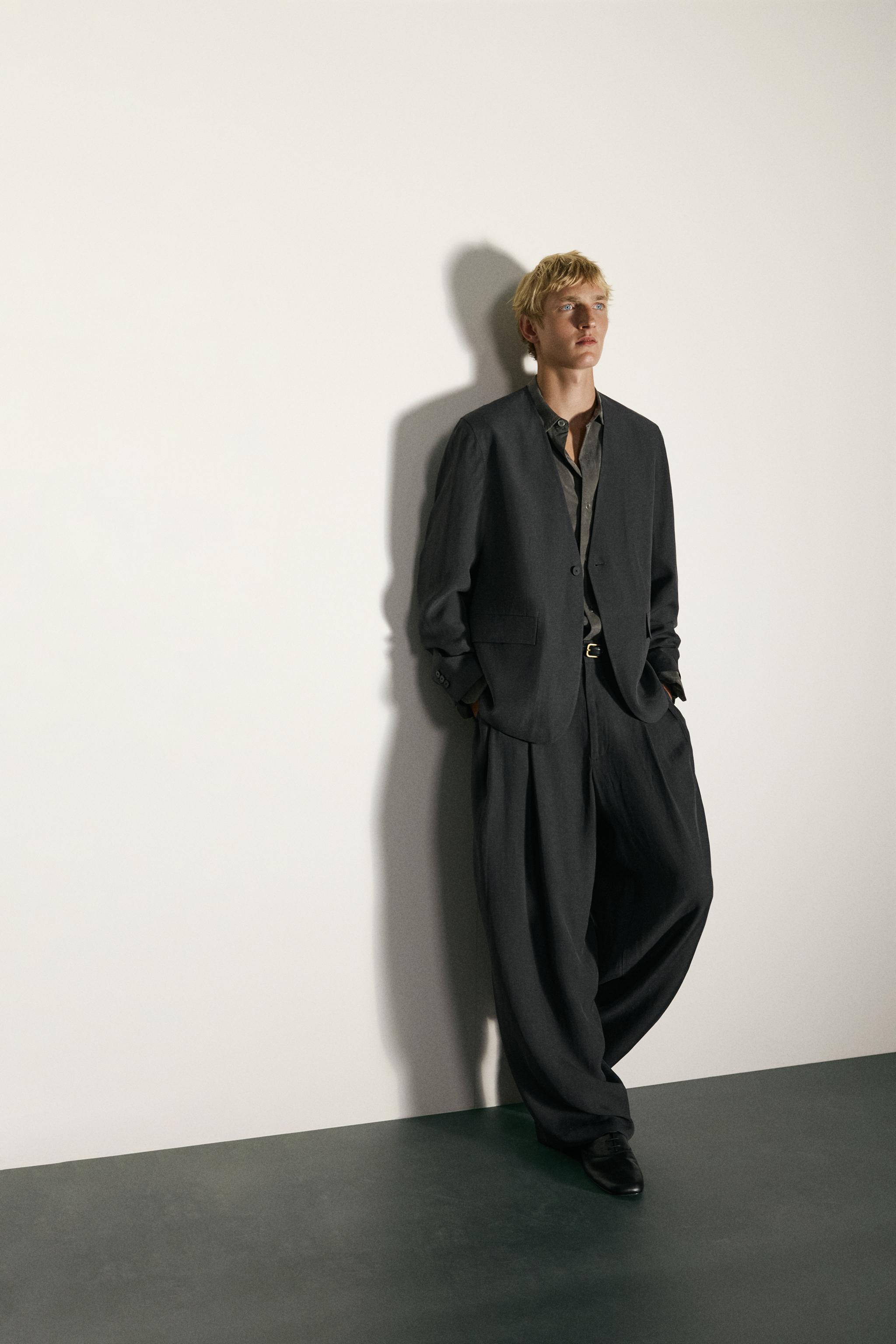 RELAXED FIT WIDE LEG SUIT PANTS