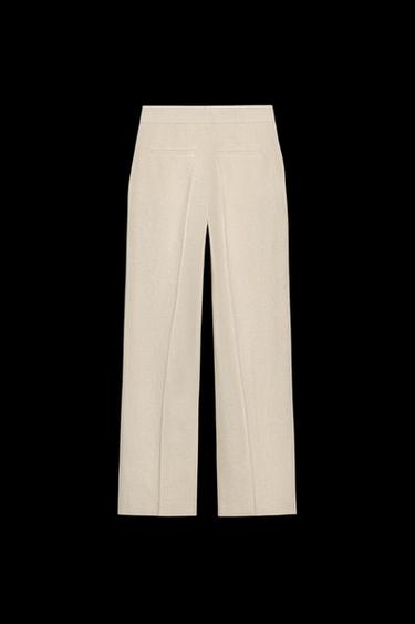 GERADE GESCHNITTENE HOSE MIT LEINEN - Hellbeige von Zara