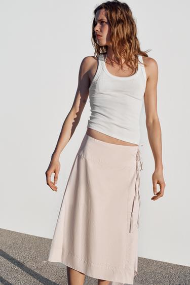 MIDI SARONG SKIRT - Light pink by Zara - Image 4