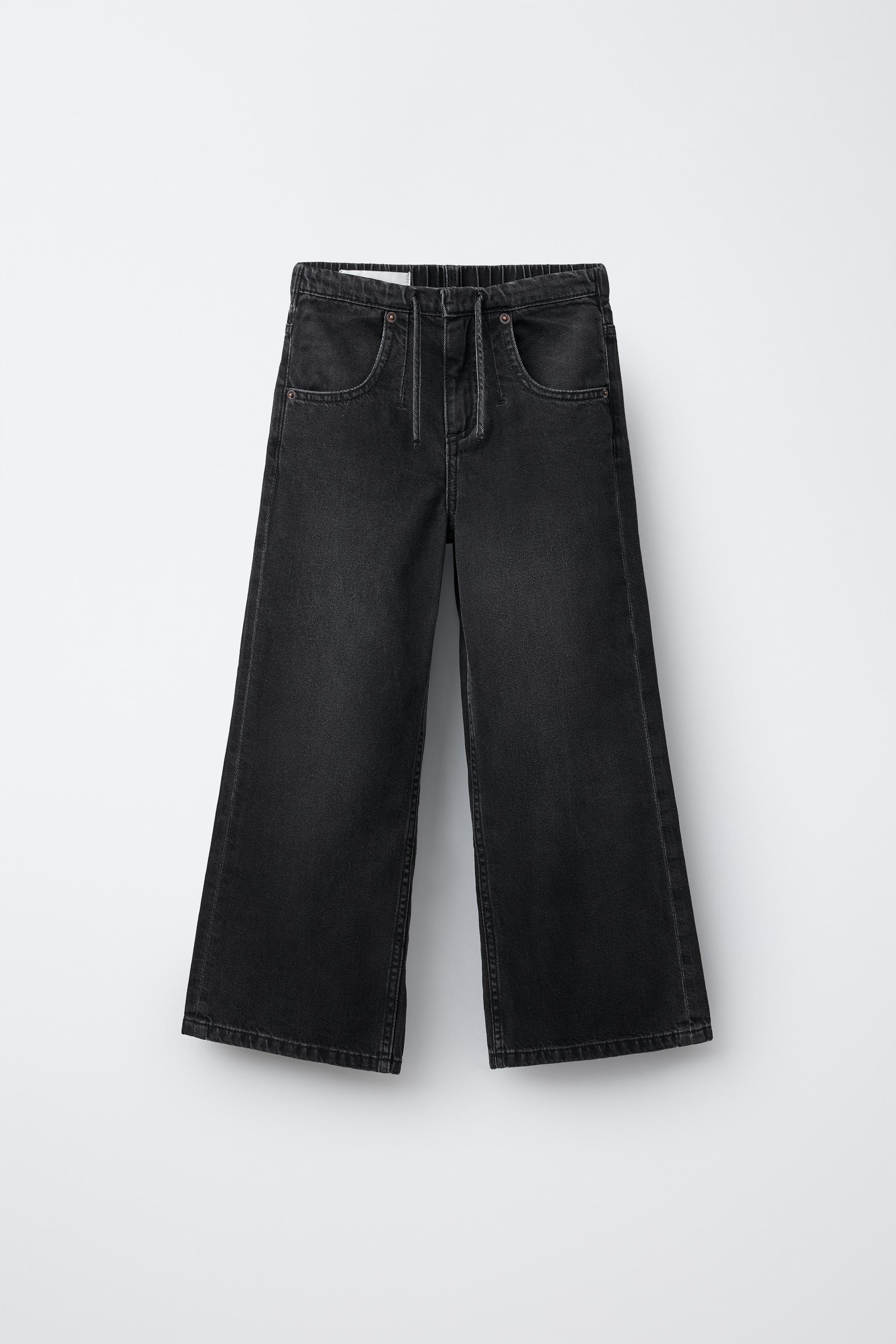 【関税込み】AREA ブラック Crystal Slit ワイドレッグジーンズ ワイドレッグジーンズ - ブラック | ZARA Japan / 日本