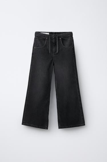 WIDE-LEG JEANS - Black by Zara