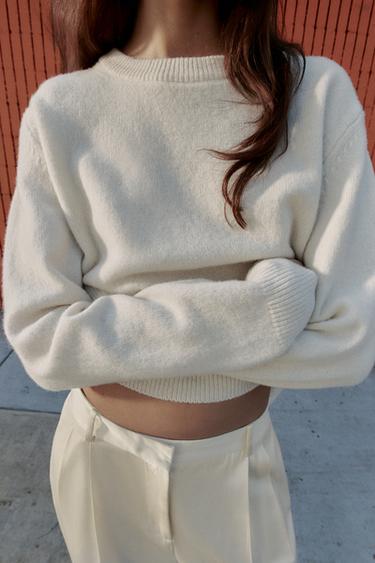 PLAIN KNIT JUMPER - Ecru by Zara - Image 2