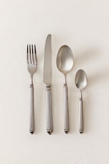 ENSEMBLE COUVERTS 4 PIÈCES ACIER STRIÉ - Acier de Zara - Image 4