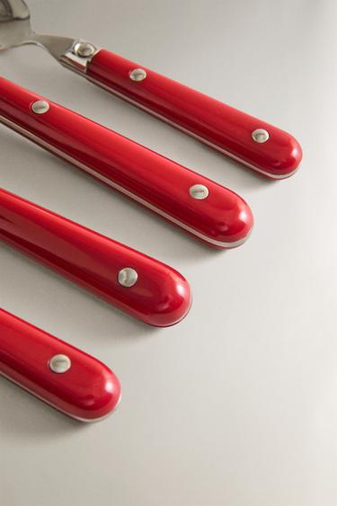 ENSEMBLE COUVERTS MANCHE ROUGE (LOT DE 4) - Rouge de Zara - Image 2