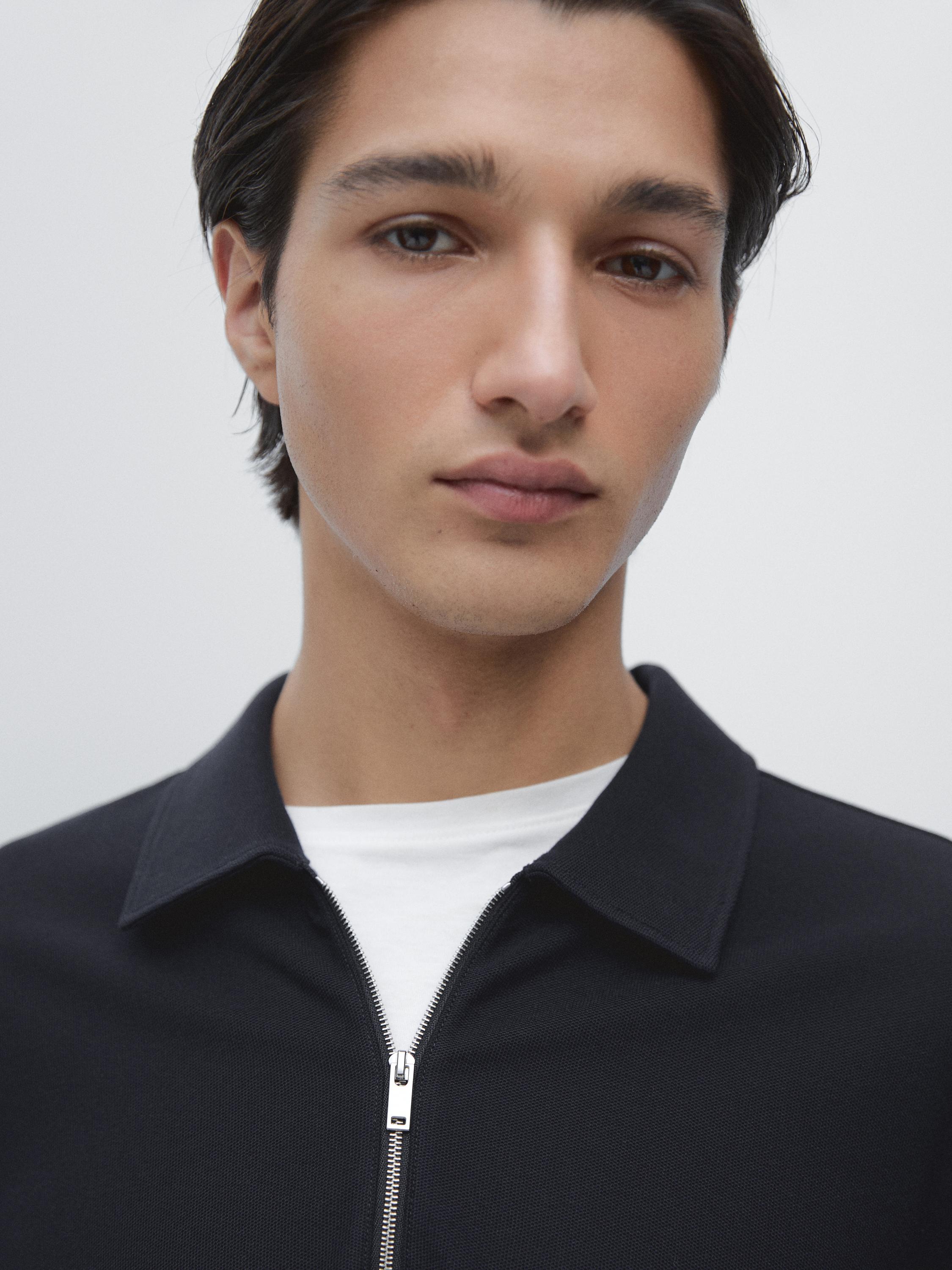 Polo fermeture Éclair à manches longues