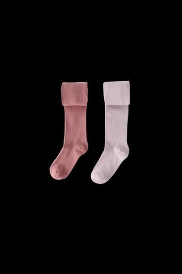 Zara TWO-PACK OF PLAIN TIGHTS - Pink - Image 0