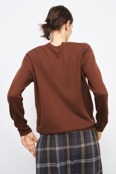 100% EXTRA-SOFT WOOL CARDIGAN - Brown by Zara - Image 2