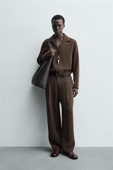 Zara FLOWY POLO SHIRT - Brown - Image 0