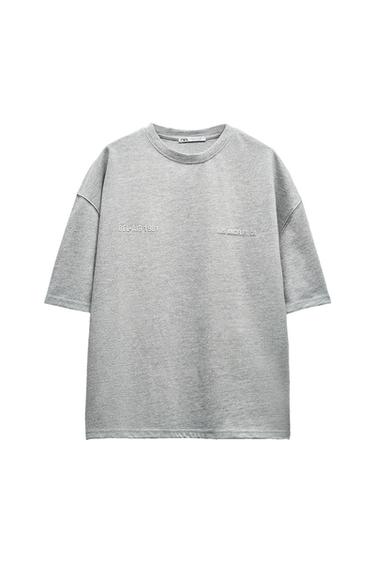 METALLIC THREAD TEXT T-SHIRT