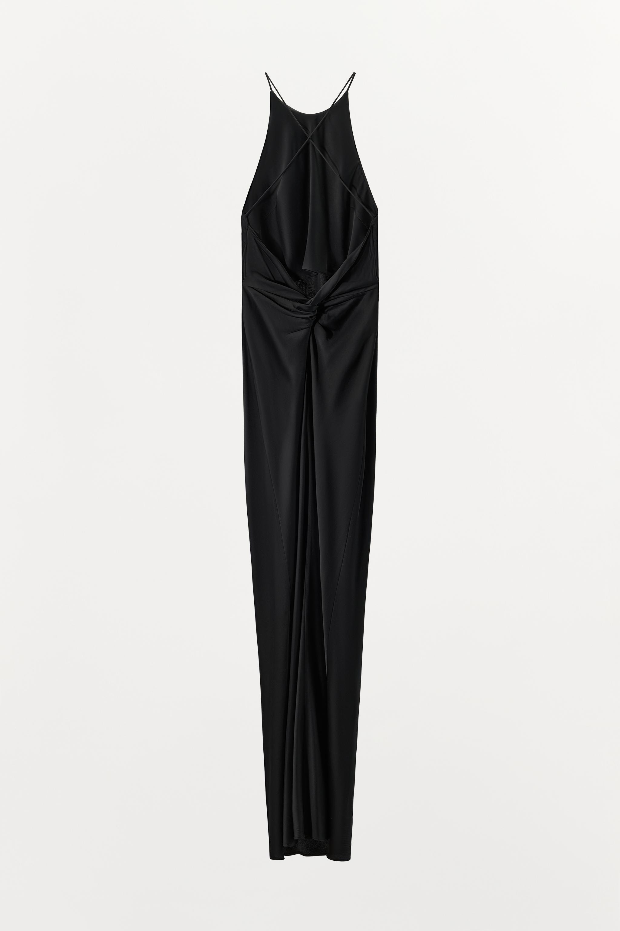 blue dress for baby girl ZARA Black Viscose Satin Cowl Neck Maxi Slip Dress UK M – Reliked main image 1