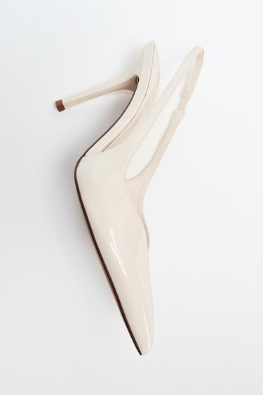 FAUX PATENT SLINGBACK HEELS - White by Zara