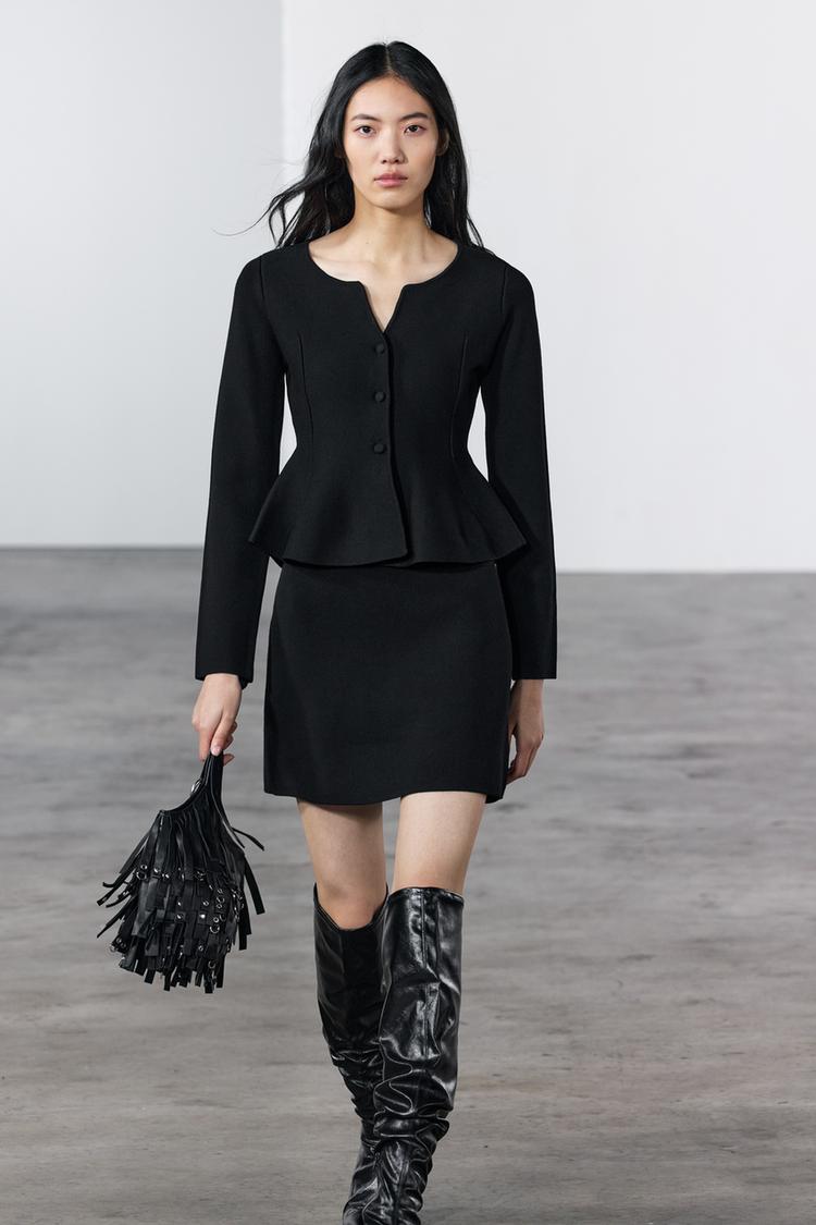 PLAIN KNIT MINI SKIRT Black ZARA South Africa - Main Image