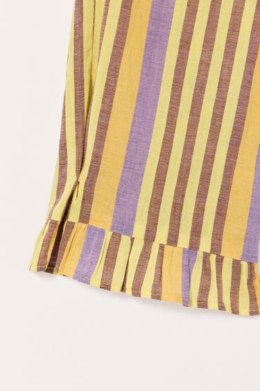 PANTALON RAYURES COTON LIN LIMITED EDITION - Orange / Jaune de Zara - Image 6