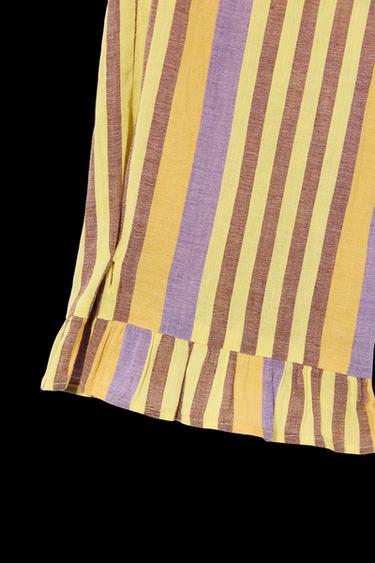 LIMITED EDITION STRIPED COTTON LINEN TROUSERS - Orange / Yellow by Zara