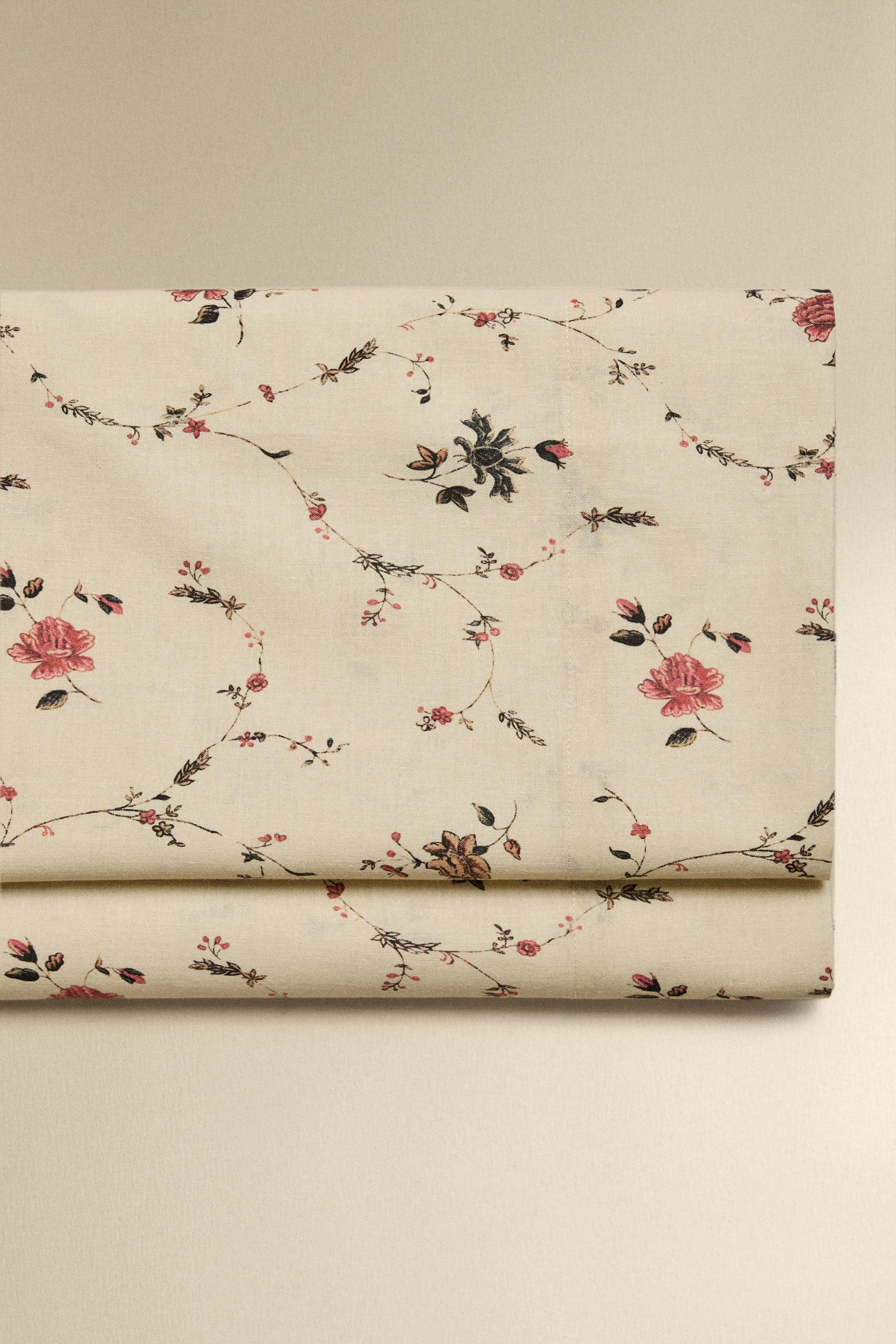 COTTON LINEN FLORAL FLAT SHEET | KATHARINE POLE