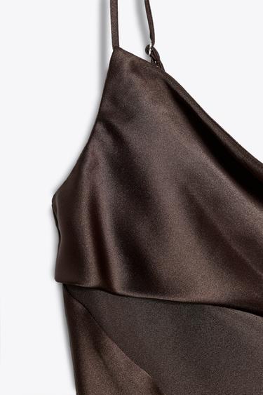 SATIN TRIM CAMISOLE TOP - Brown by Zara - Image 8
