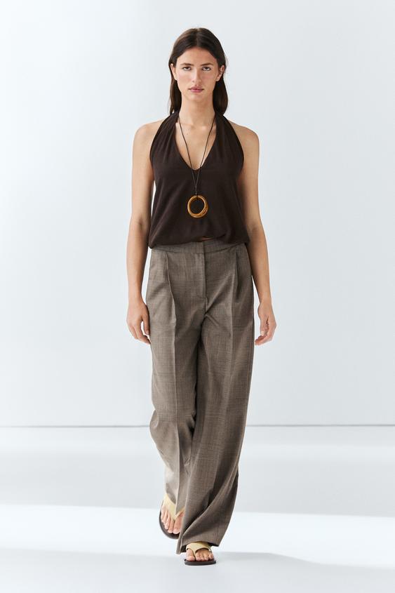 Check wool suit trousers from Zara - $200