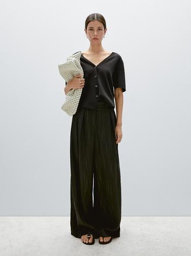 Zara Flowing knit short sleeve cardigan - Black - Image 0