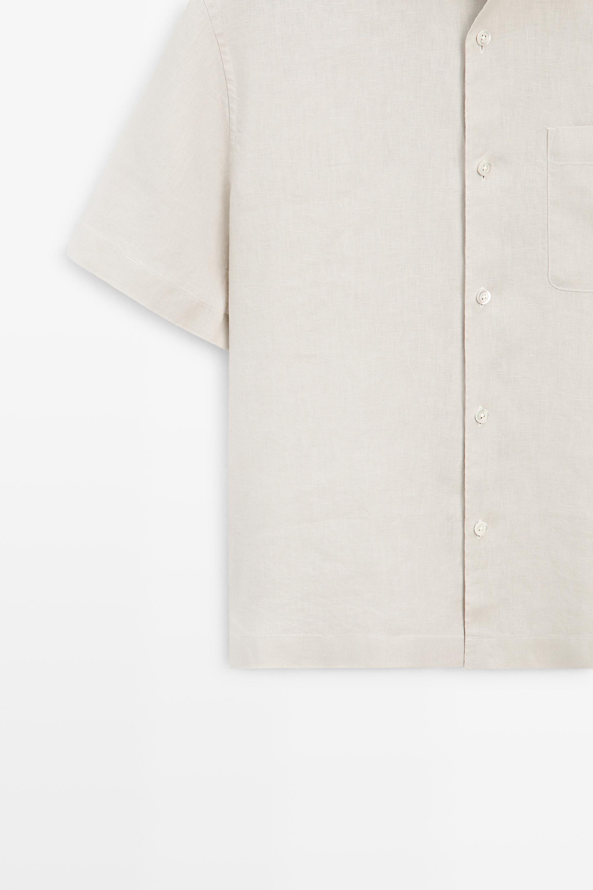 100% linen regular fit short sleeve shirt