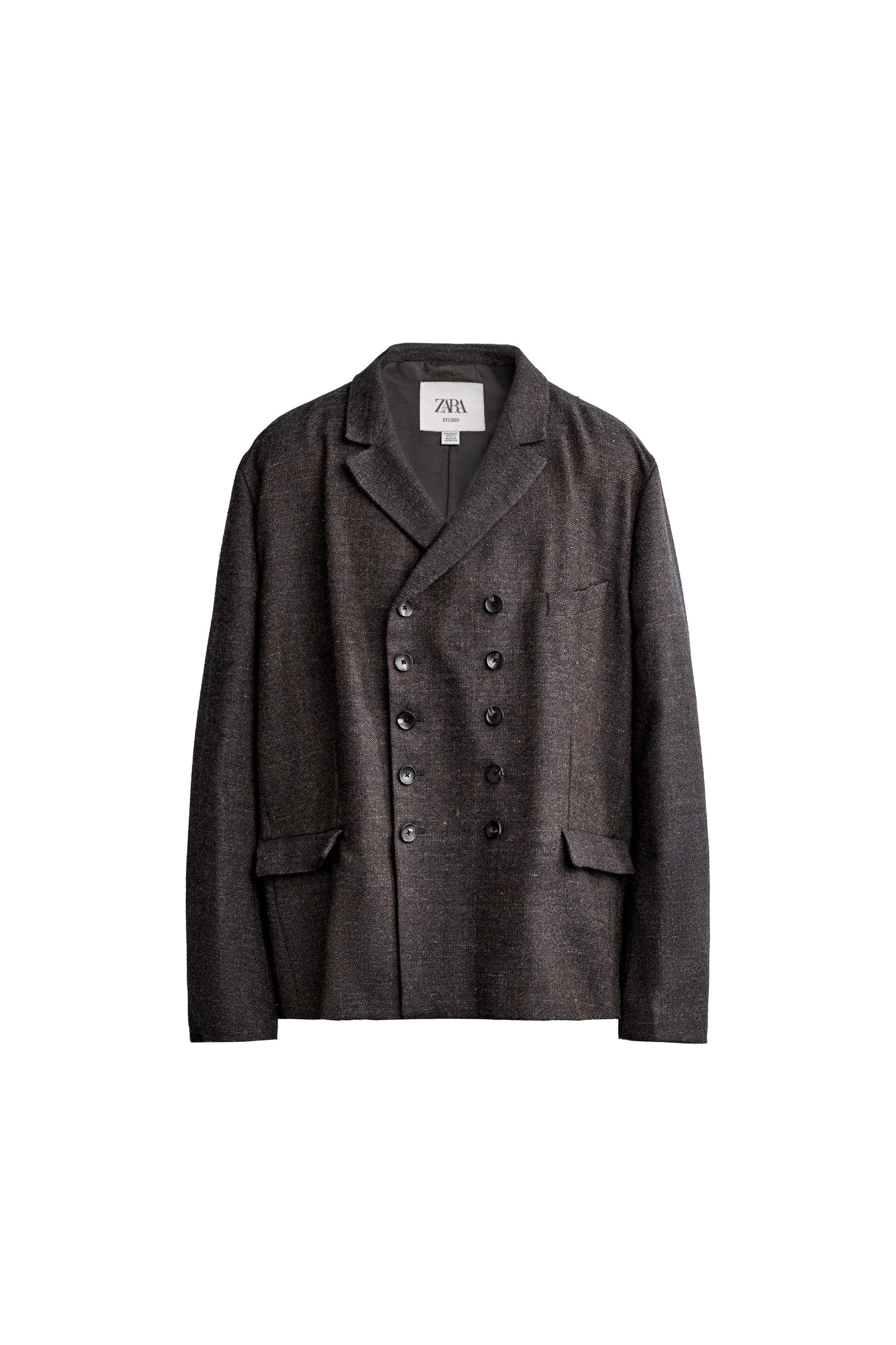 BLAZER CRUZADA TRAJE ESTRUCTURA MEZCLA LANA