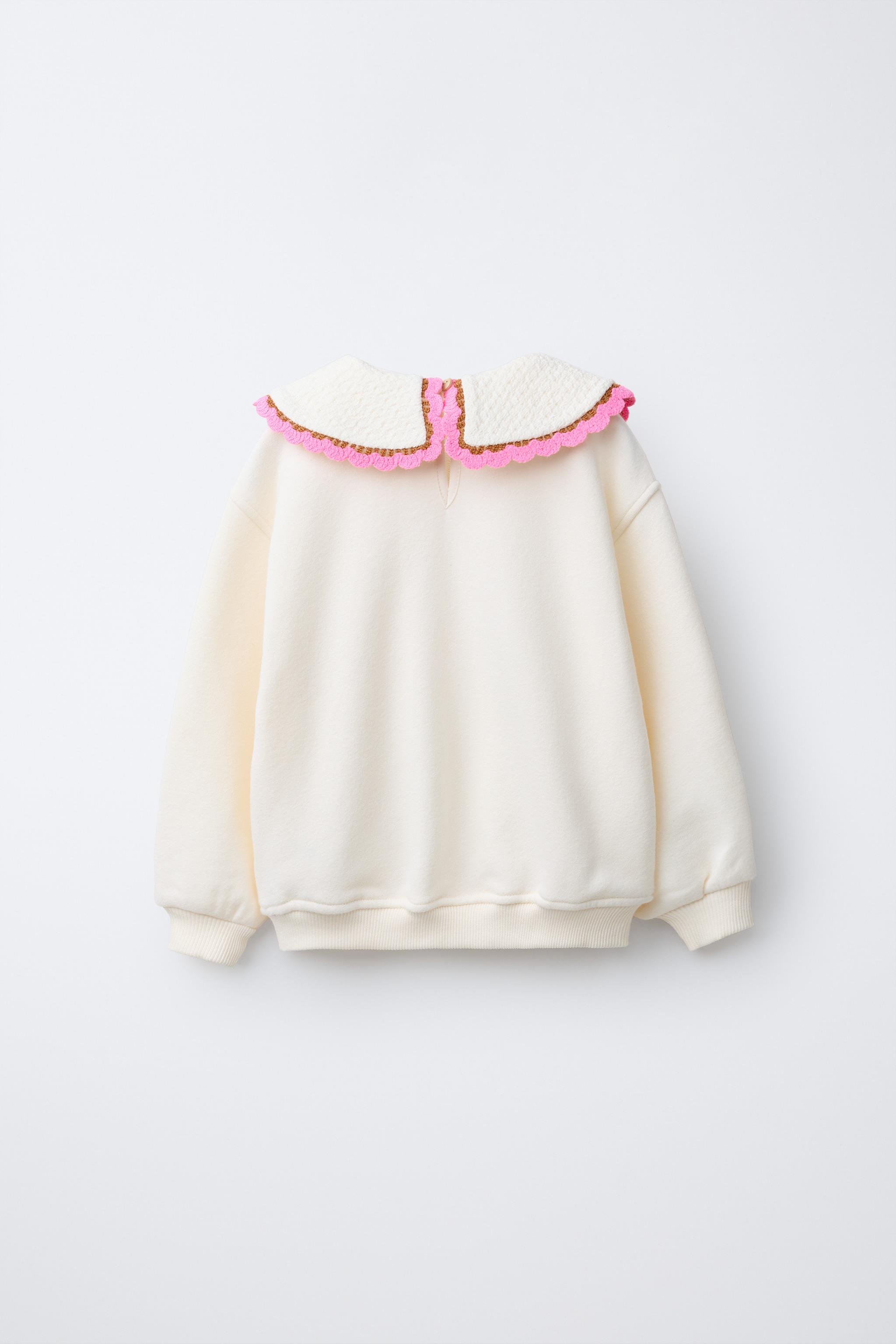 CROCHET PETER PAN COLLAR SWEATSHIRT