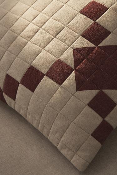 CHRISTMAS PATCHWORK CUSHION COVER FOR QUILTS - Light beige by Zara